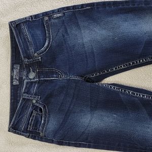 Silver Aiko Kick Flare Capri Jeans, Size 26